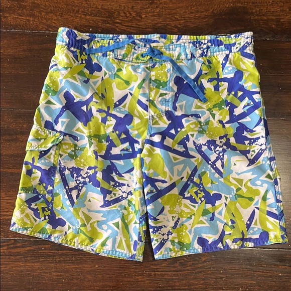 L.L. Bean surfer white, blue and green Swim Shorts - Picture 1 of 6